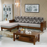 实木沙发组合 贵妃中式客厅小户型 橡木特价转角布艺推拉沙发床