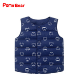 波姆熊2015新款冬装男童儿童白鸭绒羽绒马甲保暖卡通熊头女童背心