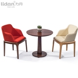 力丹椅子全实木餐椅现代简约小户型单人沙发椅扶手会议靠背组装椅