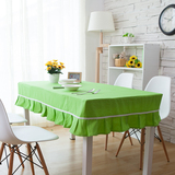 包邮加厚糖果色纯色桌布盖巾保护桌套罩全棉麻布艺茶几罩绿色定制