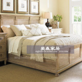 美式床欧式家具实木床白橡家具实木假百叶单人床双人外贸出口原单