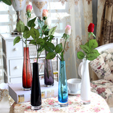 彩色单只酒店餐桌玻璃花瓶 彩色玻璃小花瓶五色小花瓶餐桌花瓶