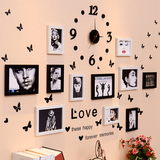简约欧美时尚家居客厅照片墙11相框墙 创意新颖时钟相片浪漫挂墙