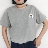 韩国ulzzang可爱猫咪情侣款打底衫上衣 短袖T恤男女款原宿学生夏