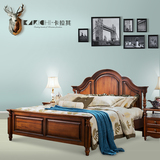 美式床深色 全实木双人床 1.8米婚床 欧式床 胡桃木原木色家具