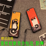苹果5s iPhone6柴犬哈士奇狗狗6s 6plus手机外壳软套全包边油画猫