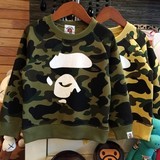 日本正品代购2016秋新BAPE童装猿人头儿童迷彩抓绒卫衣宝宝套绒衫