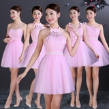 伴娘服短款2016春季新款韩式紫色伴娘团礼服姐妹裙表演主持小礼服