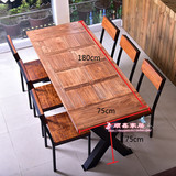纯实木美式复古铁艺办公桌茶桌工作台长桌餐桌铁艺书桌简约办公桌