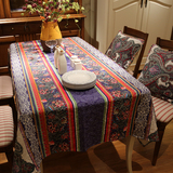 东南亚高档刺绣全棉桌布复古布艺餐桌布耐脏民族风茶几台布可定做