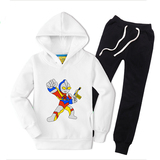 2015新款超人童装男童冬装套装女童加绒加厚卫衣儿童秋冬款两件套