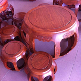 红木家具非洲花梨木雕花鼓凳大鼓台实木中式仿古休闲饭桌鼓桌