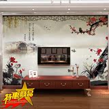 中式古典水墨山水画梅花墙纸壁画客厅沙发壁纸电视背景中国风墙布