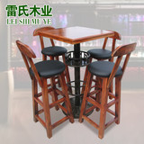 碳化色火烧木休闲酒吧桌椅组合复古咖啡奶茶店桌椅子套件实木家具