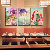 日式饭店餐厅日本料理店挂画仕女图装饰画酒店包间无框画美女图