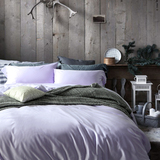 外贸出口60支长绒棉四件套纯色欧式1.8m床上紫色床单全棉贡缎被套