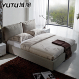 域图布艺床可拆洗双人床1.8米布床婚床小户型储简约物现代软床182