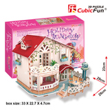 乐立方3D立体拼图小屋别墅拼装模型带灯女孩手工制作益智玩具礼物