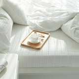 泡泡纱全棉四件套白色简约夏季日式小清新床单床笠被套床上用品