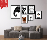 起贝占北欧现代黑白卡通动物画芯照片墙组合儿童房装饰画图片素材
