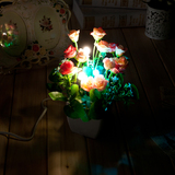 玫瑰花大盆栽插电光控感应灯LED小夜灯时尚创意装饰台灯生日礼物