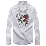 GRSAGA吉斯加男装2015春款衬衫 白色休闲长袖衬衫全棉C11511109C
