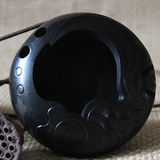 传统黑陶瓷工艺品雕刻精致烟灰缸中国特色礼品商务乔迁新居送礼品