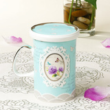 英式下午茶杯带过滤骨瓷杯带盖勺茶漏创意陶瓷泡花茶杯子礼盒包装