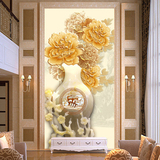 中式玉雕花瓶墙纸定制3D壁画沙发墙电视墙玄关无缝墙布影视墙包邮