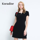 Koradior/珂莱蒂尔正品秋款时尚纯色圆领修身显瘦包臀气质连衣裙