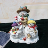 原包装盒 外贸陶瓷手绘浮雕雪人一家造型烛台摆件工艺品礼品