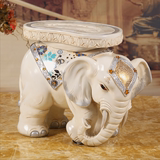 摆件 欧式客厅家居装饰品实用结婚礼物大象换鞋凳子招财白色大象