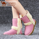 camel 骆驼雪地靴 女靴 磨砂皮绒毛保暖休闲冬靴冬季新款