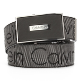 美国专柜正品Calvin Klein男士字母帆布皮带CK平滑扣商务腰带
