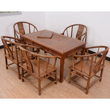红木家具 鸡翅木功夫茶桌椅组合 实木茶台 中式明清古典泡茶桌子