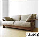 现代简约新款三人双人组装单人北欧宜家日式实木沙发白橡木家具