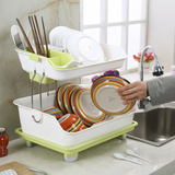 沃之沃双层厨房碗碟置物架 加厚塑料沥水碗架碗盘餐具碗柜大号