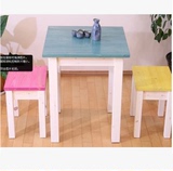 松木餐桌椅组合 实木咖啡桌方桌书写桌学习桌 地中海田园 可定制