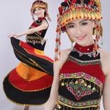 新款彝族舞蹈服装大摆裙火把节演出服饰少数民族开场舞百褶裙成人