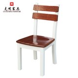 光明家具 简约现代全实木餐椅座椅 水曲柳桦木椅子白色凳子