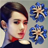 2015新款韩国气质耳钉耳环包邮海星闪钻花朵气质耳坠耳扣夸张饰品