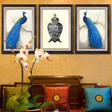 客厅装饰画现代简约三联画沙发背景墙画美式壁画餐厅挂画吉祥孔雀