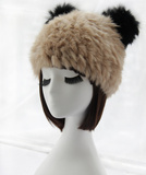 新款时尚韩版兔毛帽子女针织毛线帽猫耳朵保暖加厚帽秋冬皮草帽潮