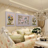 欧式沙发背景墙装饰画 客厅现代简约美式挂画三联画 大型水晶壁画