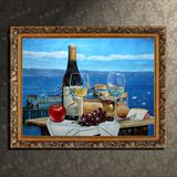 雅逸欧式油画手绘餐厅酒店壁画有框画家居装饰静物水果红酒瓶ZM11