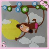 YKK猴子望月不织布画 DIY手工贴画幼儿园儿童布艺贴画 成品哦!