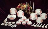 陶瓷餐碗饭碗套装组合 家用陶瓷勺中式婚庆陶瓷碗盘10头