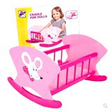 MM粉色床兔小床娃娃床幼儿园木制芭比床儿童过家家仿真玩具