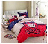 HelloKitty凯蒂猫 卡通纯棉床品四件套 女生卧室床单被罩枕套套装