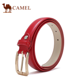 【新品】camel/骆驼皮带 2016新款女士针扣皮带大红腰带牛皮裤带